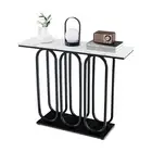 100cm Console Table Faux Marble Entryway Table Hallway Foyer Table White & Black