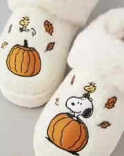 AE Fall Peanuts Snoopy Woodstock Pumpkin Slippers American Eagle SIZE 8
