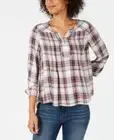 Plaid Pintucked Peasant Top - Alcove Plaid, Size S