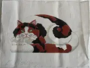 New Hand Painted Needlepoint Canvas Tortoiseshell Cat By K Molineux 17 x 19 Mesh