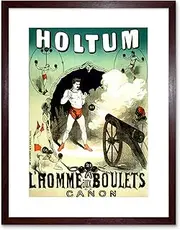 Theatre Ad Circus Strong Man Cannonball Holtum Framed Wall Art Print