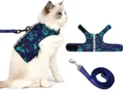 Cat Harness and Leash for Walking Escape Proof Air Mesh Fabric Outdoor Walking V