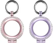 [2-Pack] Case for Apple Airtag Holder, Metal with Diamonds Anti-Lost Protective Case, Dustproof Air Tag Holders for Pet Tracking, Bags, Kids, Keys, Luggage, Dog Collar (2Pack-E)