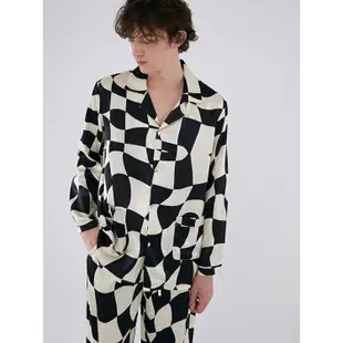 NotJustPajama男士真絲套裝新款棋盤格居家服/品牌純真絲睡衣套裝/高級桑蠶絲睡衣套裝/情侶睡衣