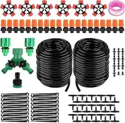 Drip Irrigation Kits, 100ft/30M Garden Plant Watering Sprinkler System with Distribution Tubing Hose Adjustable Nozzles Automatic Mist Cooling Irrigation Set for Garden Lawn