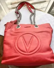 Valentino by Mario Valentino Marylin Watermelon Leather Chain Strap/LogoBag RARE