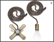 Ceiling Fan Pull Extension Chain with Recognizable Fan and Bulb Cord,...