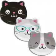 Purr-Fect Kitty Cat Party Assorted 9 Inch Shaped Paper Plates 8 Pack Tableware