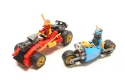 2x Two LEGO NINJAGO Kai Spinjitzu Outfit Mini Figure & Bike Vehicle 71787