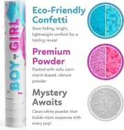 Gender Reveal Game Roulette Kit (Blue, Pink & White) Fool Proof Confetti+ Powder