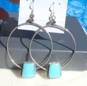 Chaco Canyon Sterling Silver Gemstone Hoop Drop Earrings