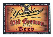 Yuengling Old German Beer IRTP Bottle Label Pottsville