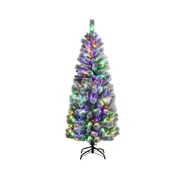 Costway 1.8M Pre-lit Christmas Tree Snowy Xmas Tree Mixed Fluffy Tips w/9 Modes Colourful Lights & Remote Office Party Xmas Home Decor