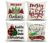 JunChang P117 4PCS 45x45cm Christmas Tree Pattern Hug Pillowcase Holiday Home Decoration Pillow Case Sofa Cushion Cover