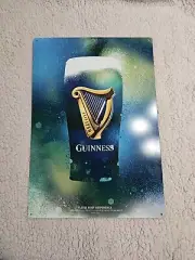 Guinness Beer Green/blue Tin Tacker Man Cave Bar 17.25x12"
