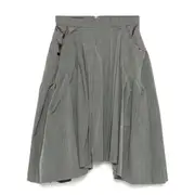 [pushBUTTON] Grey Square Pleated Skirt