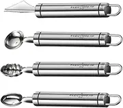 Melons Baller Scoop Set, Stainless Steel Cantaloupe Scooper for Scooping, Small Melons Ball Spoon Set, Multifunctional Kitchen Accessories for Home, Cafe, Restaurant, Hotel