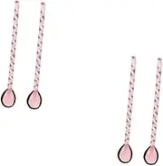 Zerodeko 2sets Rose Shape Large Coffee Spoons Set Dessert Scoop Table Spoons Long Handles for Tea Sugar 2pcs*2