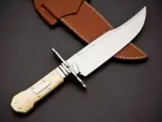 Custom Handmade Bone Handle Bowie Knife Camping Fixed Blade EDC Survival Knive