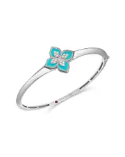 Roberto Coin 18K White Gold Diamond & Turquoise Venetian Princess Bangle Bracelet