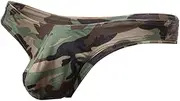 [F Fityle] Mens Camouflage T-back Bikini Underpants Brief Underwear Thong G-string Pouch - Army Green, L