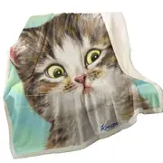 Adorable Cat for Kids the Suspicious Kitten Throw Blanket