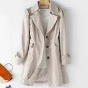 Spring Autumn Trench Coat Woman 2022 New Korean Single-breasted Mid-Long Women Trench Coat Overcoat 5XL Khaki Windbreaker Female beige L