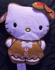 Hello Kitty Christmas Gingerbread Plush Sherpa Pillow NWT