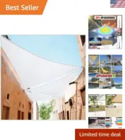 Durable White 10' x 12' x 15.6' Triangle Shade Sail - UV Protection & Waterproof