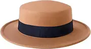 [BABEYOND] Wide Brim Fedora Flat Top Hat Wool Felt Boater Pork Pie Hat for Men Women