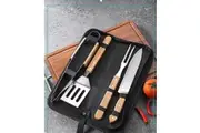 BBQ Grilling Tools Set, 4 pcs Grill Utensils, Heavy Duty Stainless Steel, Portable Canvas Bag, Outdoor Camping Backyard