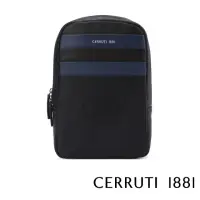 在飛比找momo購物網優惠-【Cerruti 1881】義大利頂級小牛皮斜肩包(黑色 C