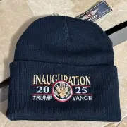 Trump Vance 2025 Inauguration Beanie Black With Stitched Lettering Osfm NEW