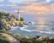 Paint by Number for Adults. Lighthouse Paint by Numbers for Adults Beginner Drawing Paintwork with 3 Paintbrushes Paint Canvas Oil Painting 16” x 20”