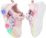[KOSRIAR] Kid's Glitter Running Cartoon Sneaker Sparkly Glowing Shiny Bling Princess Shoes School Athletic Walking Shoes for Girls