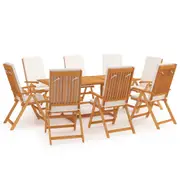 vidaXL 9 Piece Garden Dining Set with Cushions Solid Teak Wood