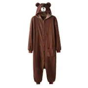 Animal Onesie Plus Xxl Bear Kigurumis 150-190 Cm Adult Women Men Pajama Sleep Overall Polar Fleece Zipper Jumpsuit M( fit 161-164cm)