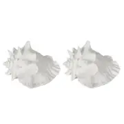 2PK Belle Polyresin Sandy Sea Snail Sculpture 21x19cm - White