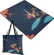 Camping Mat Waterproof Park Camp Rug for Baby Picnic Items Minimalist Flowers Orange Art Navy 60x80in