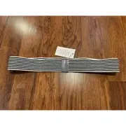 ELOQUII Women's Striped Elastic Clasp Belt Black and White Size 14/16 NWT