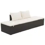 Water Resistant Garden Lounge Bed PE Rattan Outdoor Sunbed W/ Removable Cushion