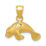 14k Yellow Gold Manatee Pendant