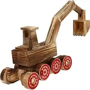Totority 1pc Kids Bulldozer Toy Movable Parts Wooden Craft for Desktop Artistic Decor Excavator Model Toy Random Color