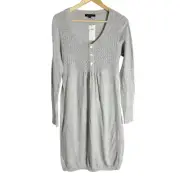 BCBGMaxAzria Gray Angora Wool Pointelle Long Sleeve Sweater Dress Size Large