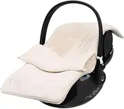 Jollein Foot Muff Grain Knit Oatmeal - for Baby Car Seat Group 0+ and Pushchairs - for 3-Point and 5-Point Harness - Knitting Pattern and Fleece Lining - Light Beige