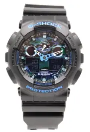 New Casio G-Shock GA-100 Series Analog-Digital Blue Chrono Watch GA100CB-1A $130