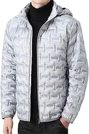 LmtosseyLightweight Men's Down Jacket Casual Men's Jacket Hooded Lightweight Down Jacket Large Size S M