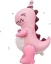 Large 3D Walking Dinosaur Balloon, Inflatable Dinosaur Giant Self Standing Dino Balloons 31inch Pink Foil Balloons for Dinosaur Birthday Party Supplies Decorations(Pink)