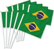 10 PCS Brazil Handheld Small Flag, Brazilian Hand held Mini Decor Decoration Banner