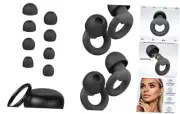 Ear Plugs for Sleeping, 2 Pairs of Reusable Earplugs for Noise Reduction Black